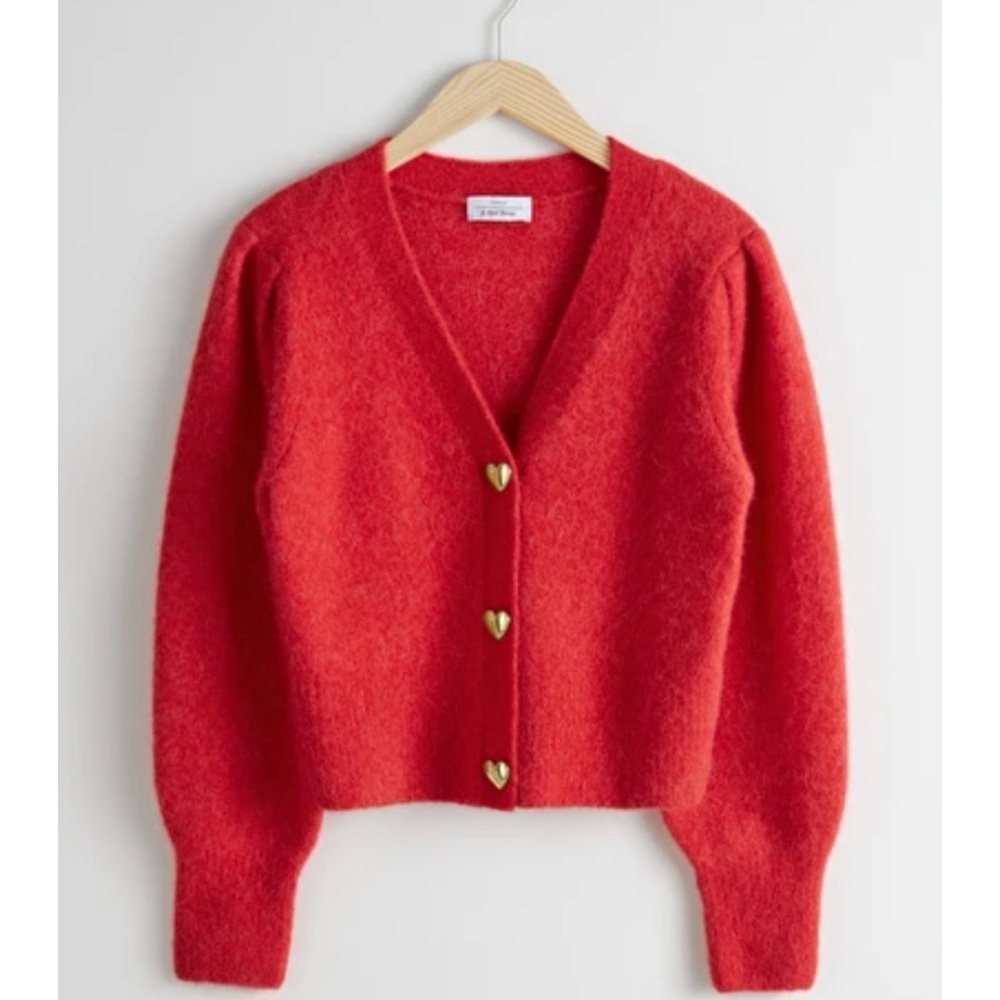 &other stories playful button knit cardigan